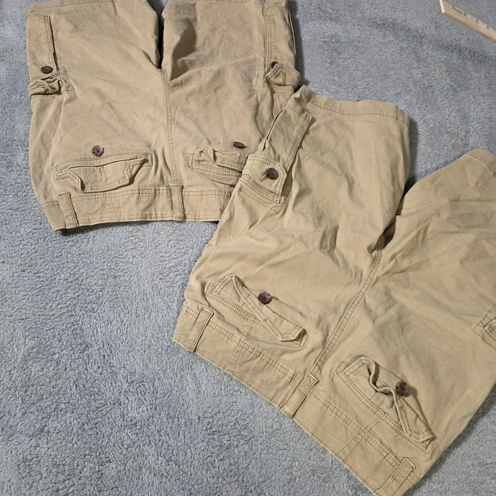 Urban Pipeline Mens 30 Cargo Shorts Khaki Tan SuperFlex Stretch Knee Length 2 Pk